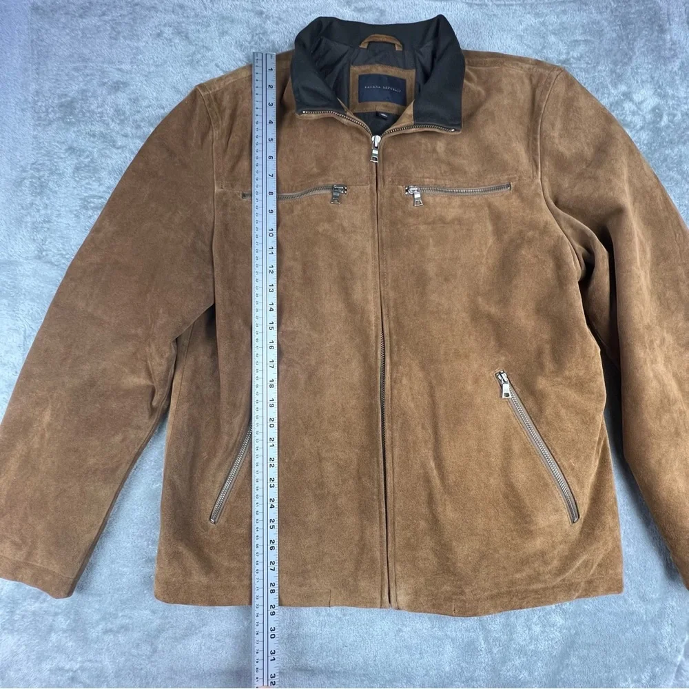 Vintage Banana Republic Suede Leather Jacket Mens Size XL Tan Moto Lined Y2K